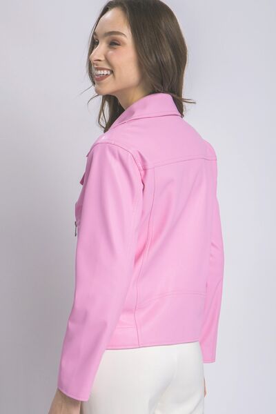 LOVE TREE Collared Neck Zip Up Jacket - Happily Ever Atchison Shop Co.