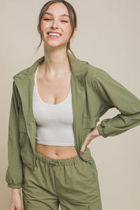 Love Tree Drawstring Hem Hooded Zip - Up Jacket - Happily Ever Atchison Shop Co.