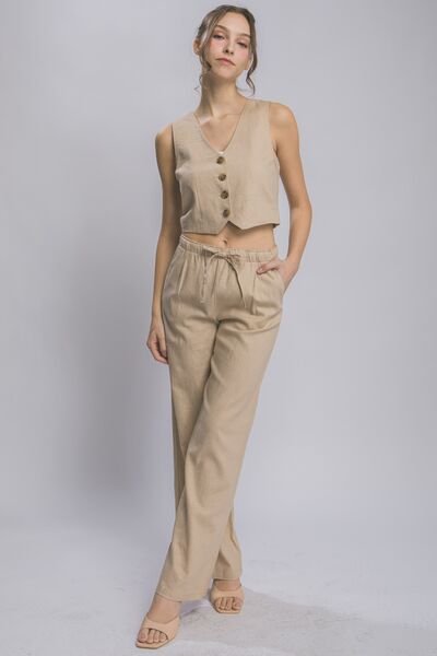 LOVE TREE Drawstring Wide Leg Pants with Pockets - Happily Ever Atchison Shop Co.