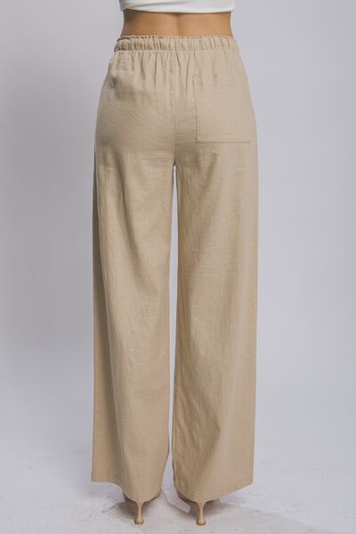 LOVE TREE Drawstring Wide Leg Pants with Pockets - Happily Ever Atchison Shop Co.