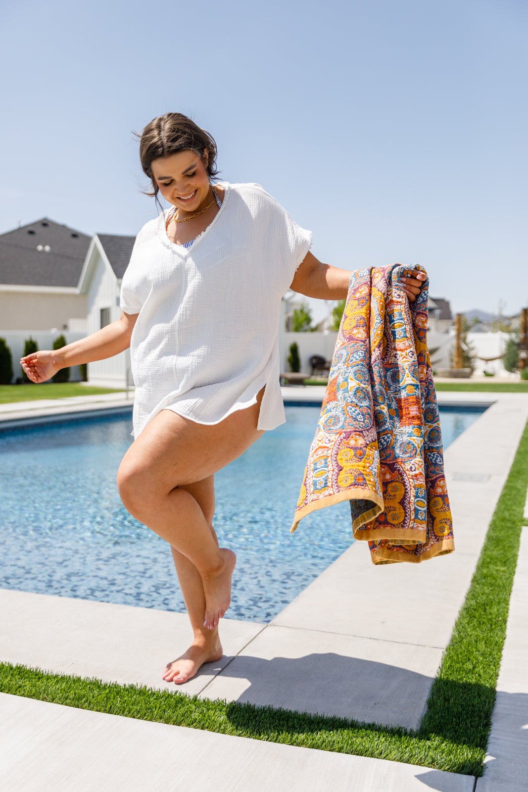 Luxury Beach Towel in Boho Medallions - Happily Ever Atchison Shop Co.