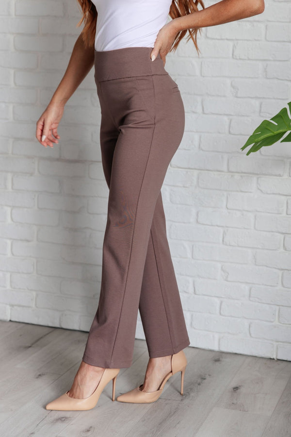 Magic Straight Pants in Dark Mocha - Happily Ever Atchison Shop Co.