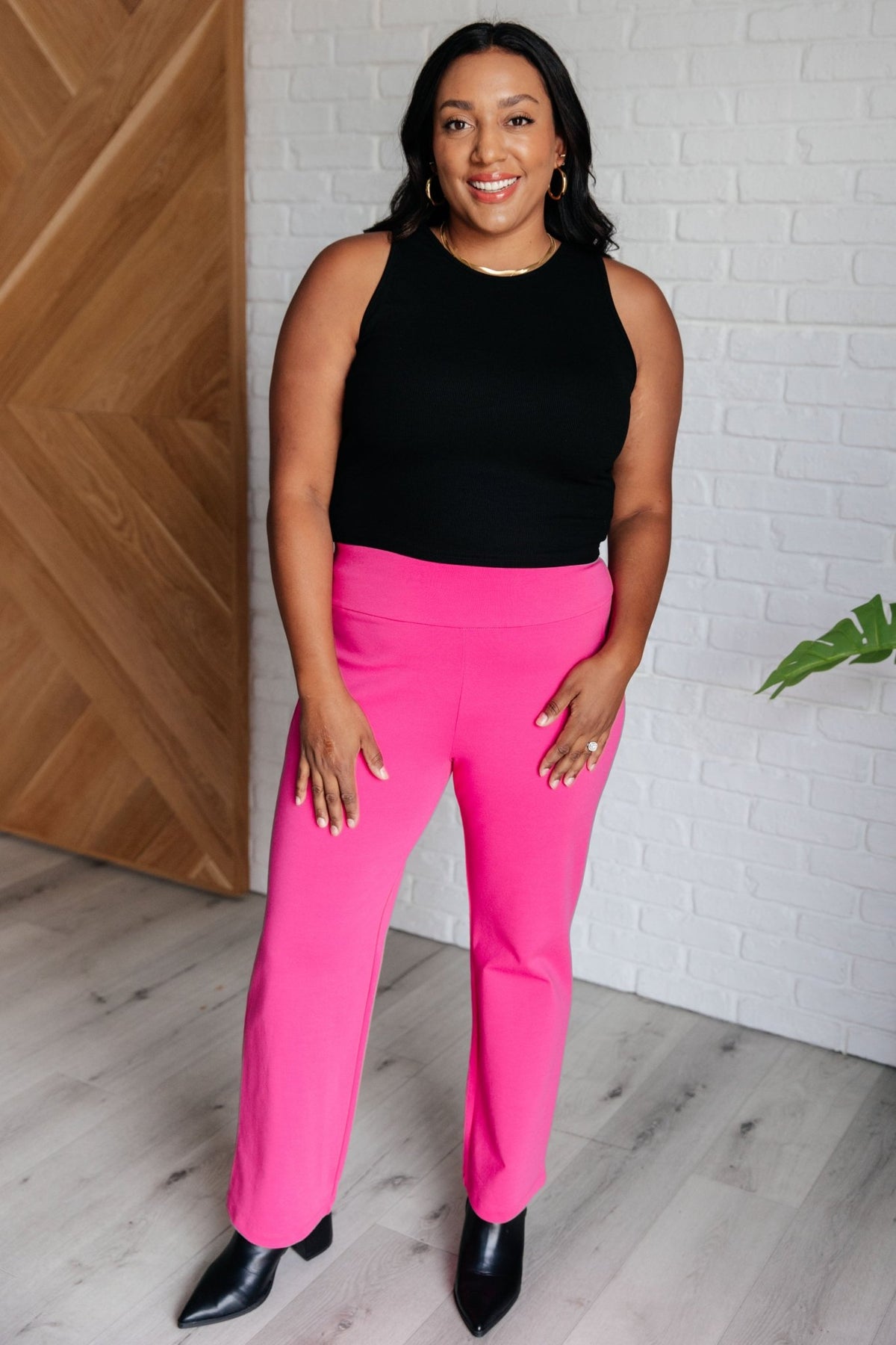 Magic Straight Pants in Hot Pink - Happily Ever Atchison Shop Co.