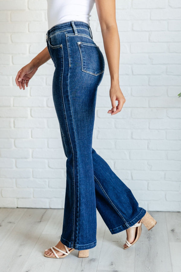 Mavis High Rise Side Seam Detail Flare Jeans - Happily Ever Atchison Shop Co.