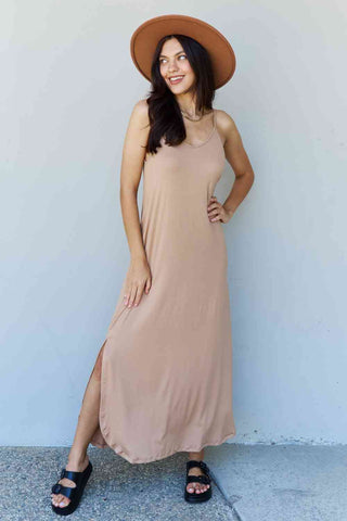 Ninexis Good Energy Full Size Cami Side Slit Maxi Dress in Camel - 1985 the VAULT Boutique