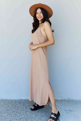 Ninexis Good Energy Full Size Cami Side Slit Maxi Dress in Camel - 1985 the VAULT Boutique