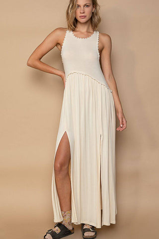 POL Sleeveless Back Zipper Front Slit Maxi Dress - 1985 the VAULT Boutique