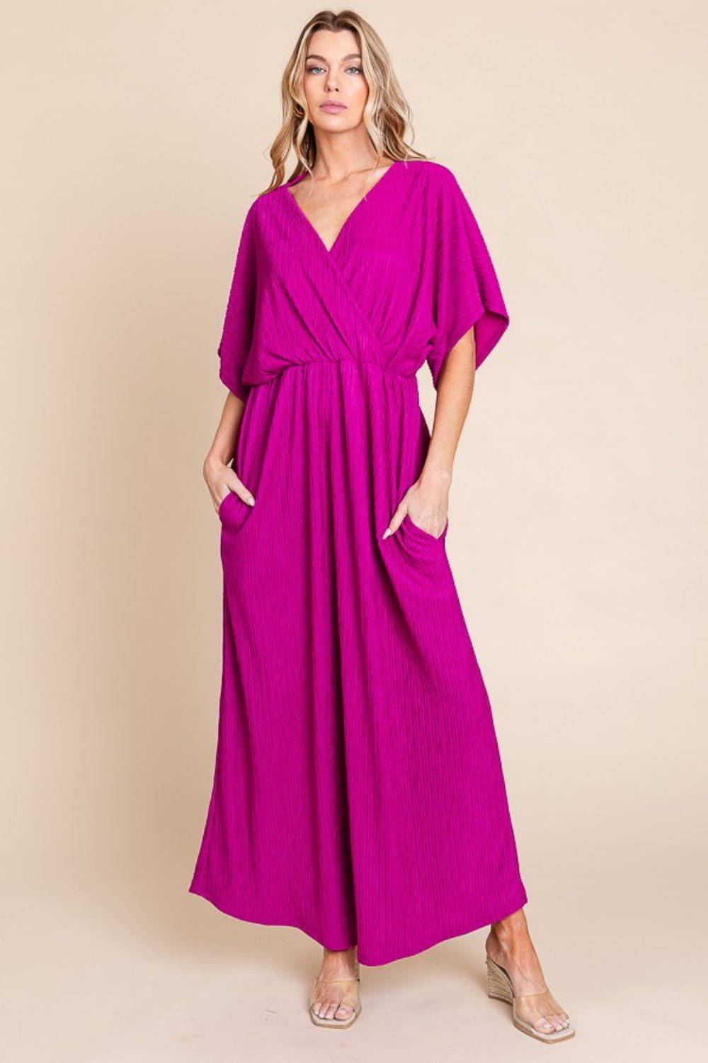 BOMBOM Surplice Maxi Dress with Pockets - 1985 the VAULT Boutique