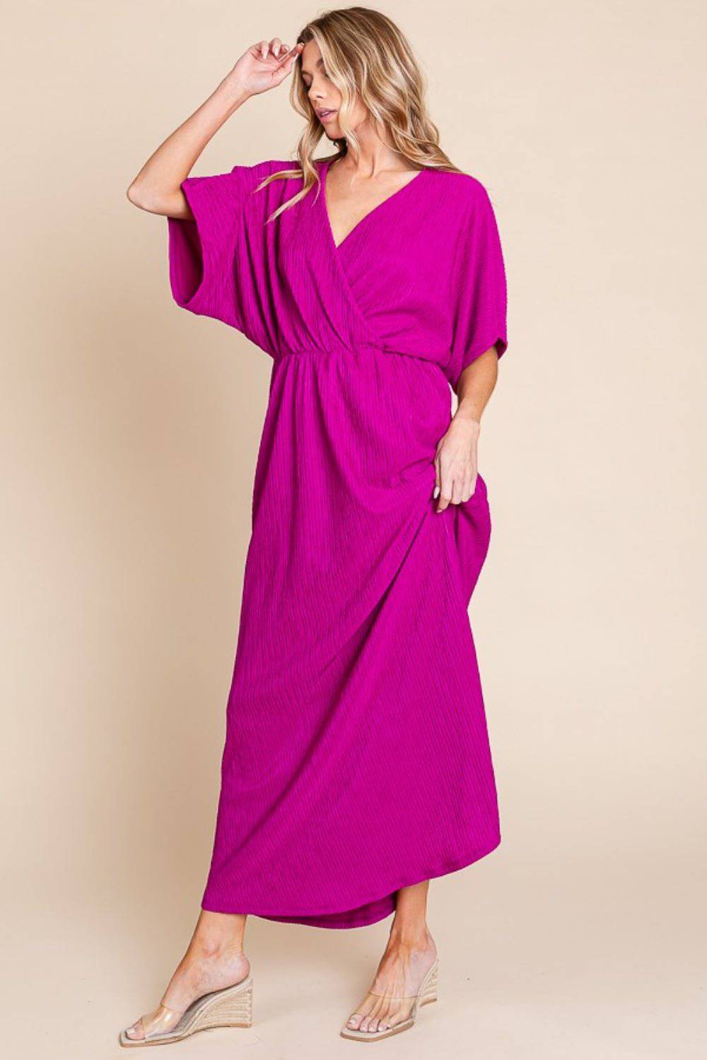 BOMBOM Surplice Maxi Dress with Pockets - 1985 the VAULT Boutique