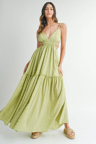 MABLE Cutout Waist Backless Maxi Dress - 1985 the VAULT Boutique