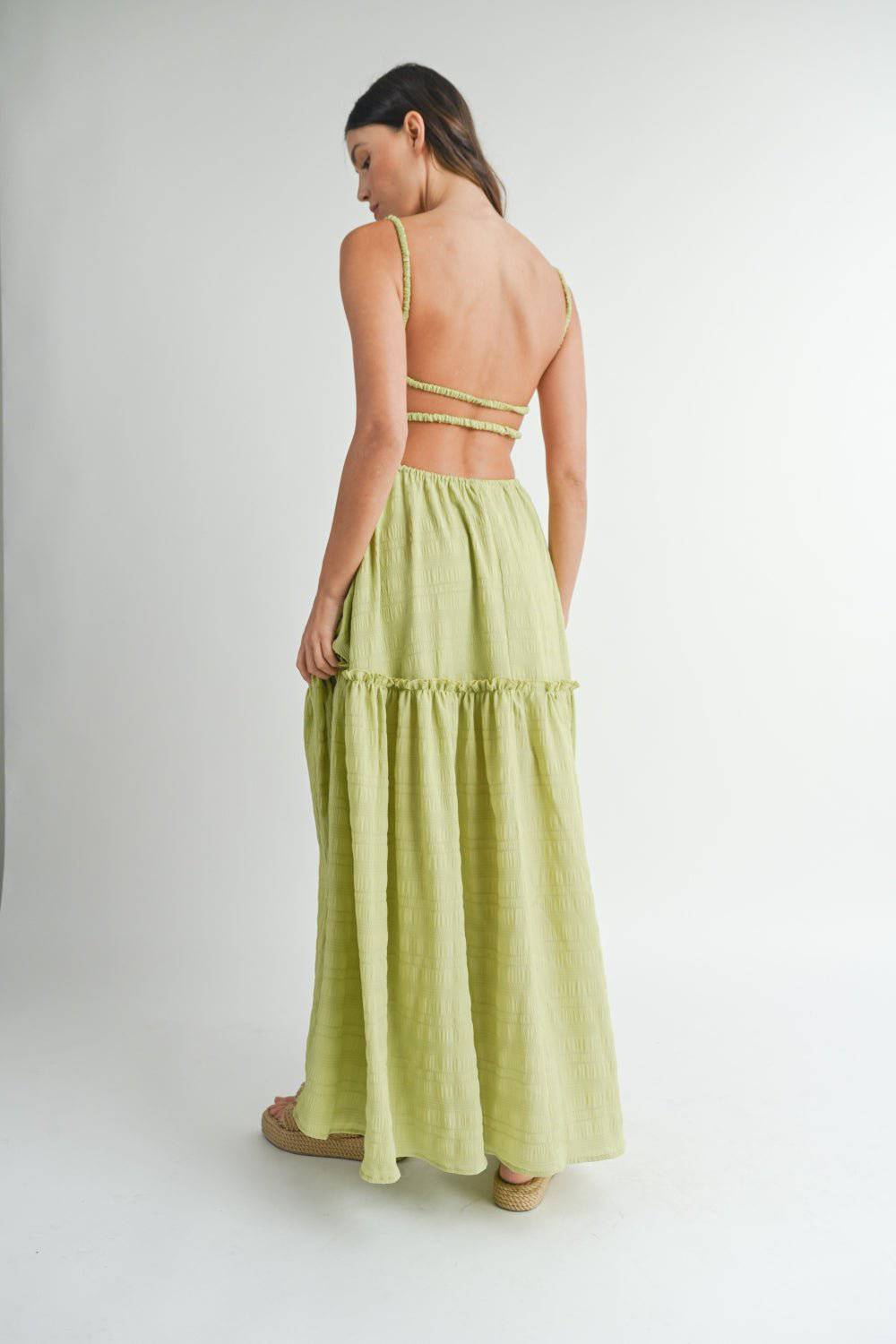 MABLE Cutout Waist Backless Maxi Dress - 1985 the VAULT Boutique