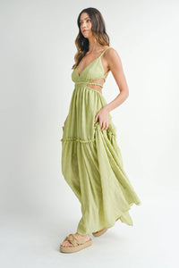 MABLE Cutout Waist Backless Maxi Dress - 1985 the VAULT Boutique