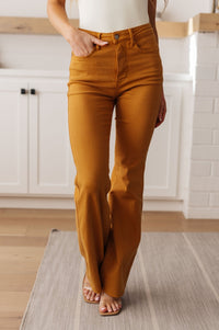 Melinda High Rise Control Top Flare Jeans in Marigold - Happily Ever Atchison Shop Co.