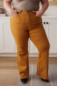 Melinda High Rise Control Top Flare Jeans in Marigold - Happily Ever Atchison Shop Co.