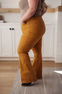 Melinda High Rise Control Top Flare Jeans in Marigold - Happily Ever Atchison Shop Co.