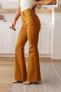 Melinda High Rise Control Top Flare Jeans in Marigold - Happily Ever Atchison Shop Co.