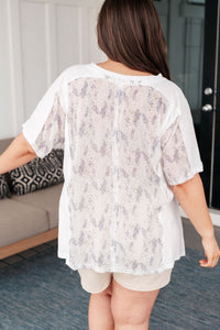 Mention Me Floral Accent Top in Ivory - Happily Ever Atchison Shop Co.