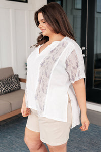 Mention Me Floral Accent Top in Ivory - Happily Ever Atchison Shop Co.