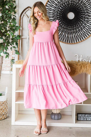 Reborn J Ruffled Sleeveless Tiered Midi Dress - 1985 the VAULT Boutique