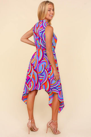 Haptics Full Size Mock Neck Sleeveless Printed Dress - 1985 the VAULT Boutique