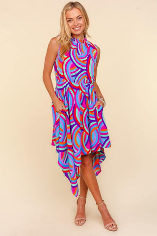 Haptics Full Size Mock Neck Sleeveless Printed Dress - 1985 the VAULT Boutique