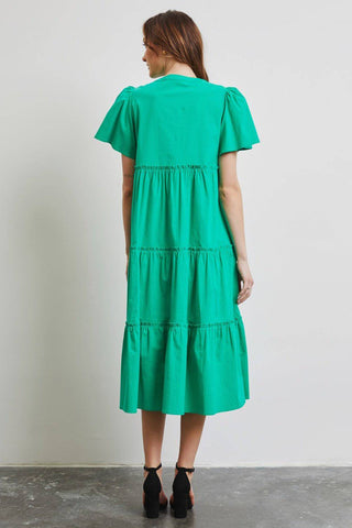 HEYSON Full Size Cotton Poplin Ruffled Tiered Midi Dress - 1985 the VAULT Boutique