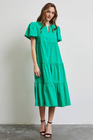 HEYSON Full Size Cotton Poplin Ruffled Tiered Midi Dress - 1985 the VAULT Boutique