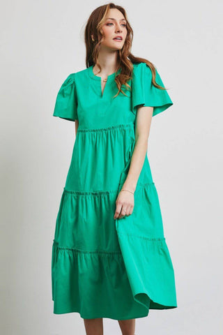 HEYSON Full Size Cotton Poplin Ruffled Tiered Midi Dress - 1985 the VAULT Boutique