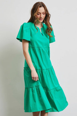 HEYSON Full Size Cotton Poplin Ruffled Tiered Midi Dress - 1985 the VAULT Boutique