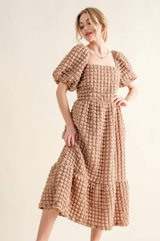 And The Why Full Size Square Neck Puff Sleeve Dress - 1985 the VAULT Boutique