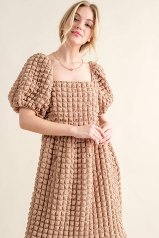 And The Why Full Size Square Neck Puff Sleeve Dress - 1985 the VAULT Boutique