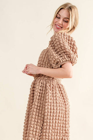 And The Why Full Size Square Neck Puff Sleeve Dress - 1985 the VAULT Boutique