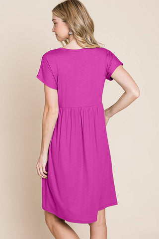 BOMBOM V-Neck Short Sleeve Dress - 1985 the VAULT Boutique