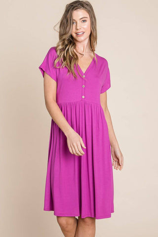 BOMBOM V-Neck Short Sleeve Dress - 1985 the VAULT Boutique