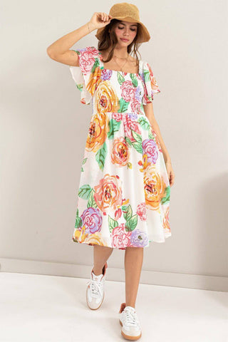 HYFVE Floral Flutter Sleeve Smocked Dress - 1985 the VAULT Boutique