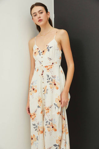 Be Cool Floral Button Down Cami Midi Dress - 1985 the VAULT Boutique