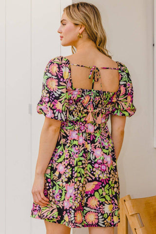 ODDI Full Size Floral Tie-Back Mini Dress - 1985 the VAULT Boutique