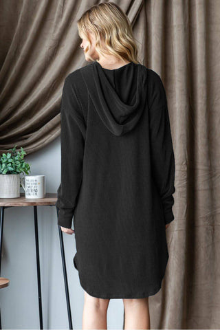 Heimish Ribbed Long Sleeve Hooded Dress - 1985 the VAULT Boutique