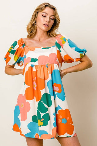 BiBi Floral Puff Sleeve Mini Dress - 1985 the VAULT Boutique