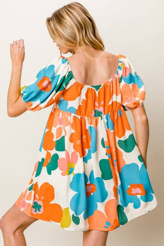 BiBi Floral Puff Sleeve Mini Dress - 1985 the VAULT Boutique