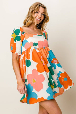 BiBi Floral Puff Sleeve Mini Dress - 1985 the VAULT Boutique