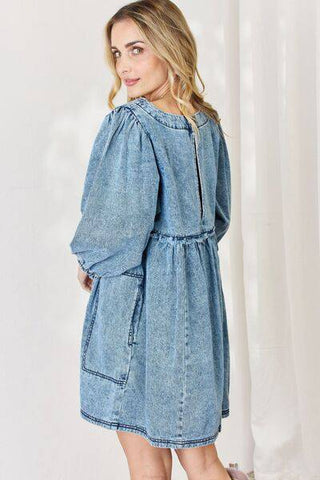 HEYSON Full Size Oversized Denim Babydoll Dress - 1985 the VAULT Boutique