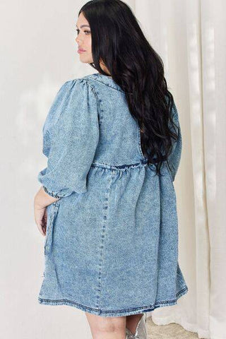 HEYSON Full Size Oversized Denim Babydoll Dress - 1985 the VAULT Boutique