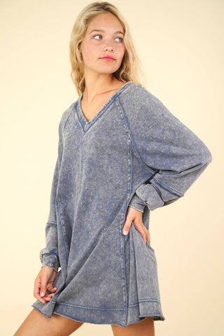 VERY J Mineral Washed Oversized A-Line Mini Dress - 1985 the VAULT Boutique