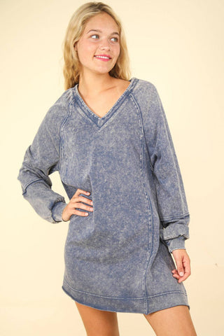 VERY J Mineral Washed Oversized A-Line Mini Dress - 1985 the VAULT Boutique