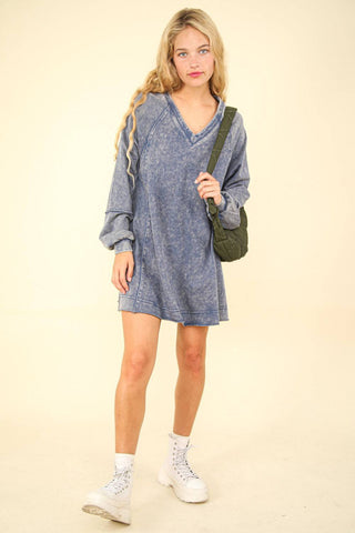 VERY J Mineral Washed Oversized A-Line Mini Dress - 1985 the VAULT Boutique