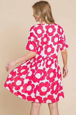 BOMBOM Flower Print Ruched Dress - 1985 the VAULT Boutique