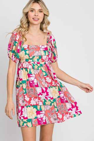 GeeGee Floral Ruff Sleeve Mini Dress - 1985 the VAULT Boutique