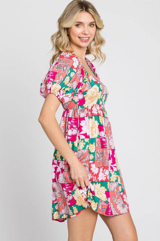 GeeGee Floral Ruff Sleeve Mini Dress - 1985 the VAULT Boutique