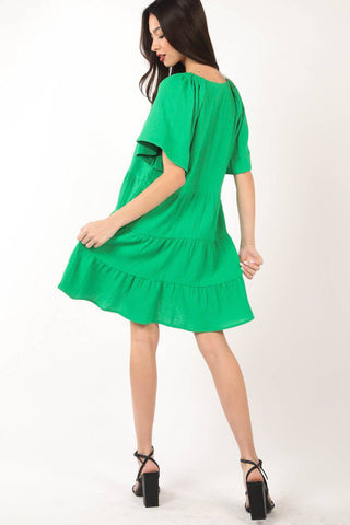 VERY J Texture V-Neck Ruffled Tiered Dress - 1985 the VAULT Boutique